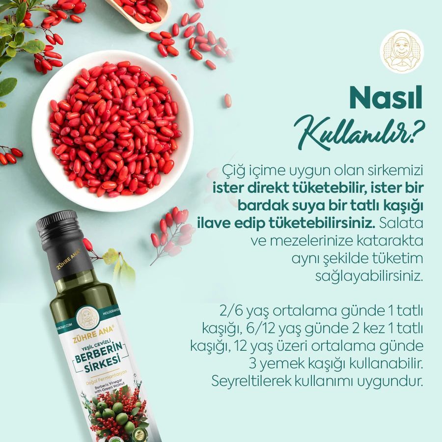 Toptan Yeşil Cevizli Berberin Sirkesi  500ml 1Adet