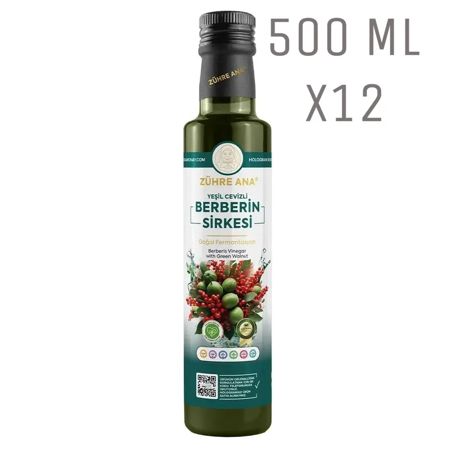 Toptan Yeşil Cevizli Berberin Sirkesi  500ml 12Adet