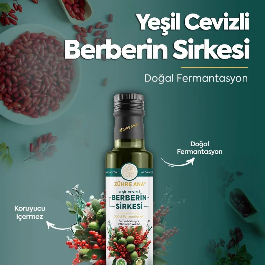 Toptan Yeşil Cevizli Berberin Sirkesi  500ml 12Adet