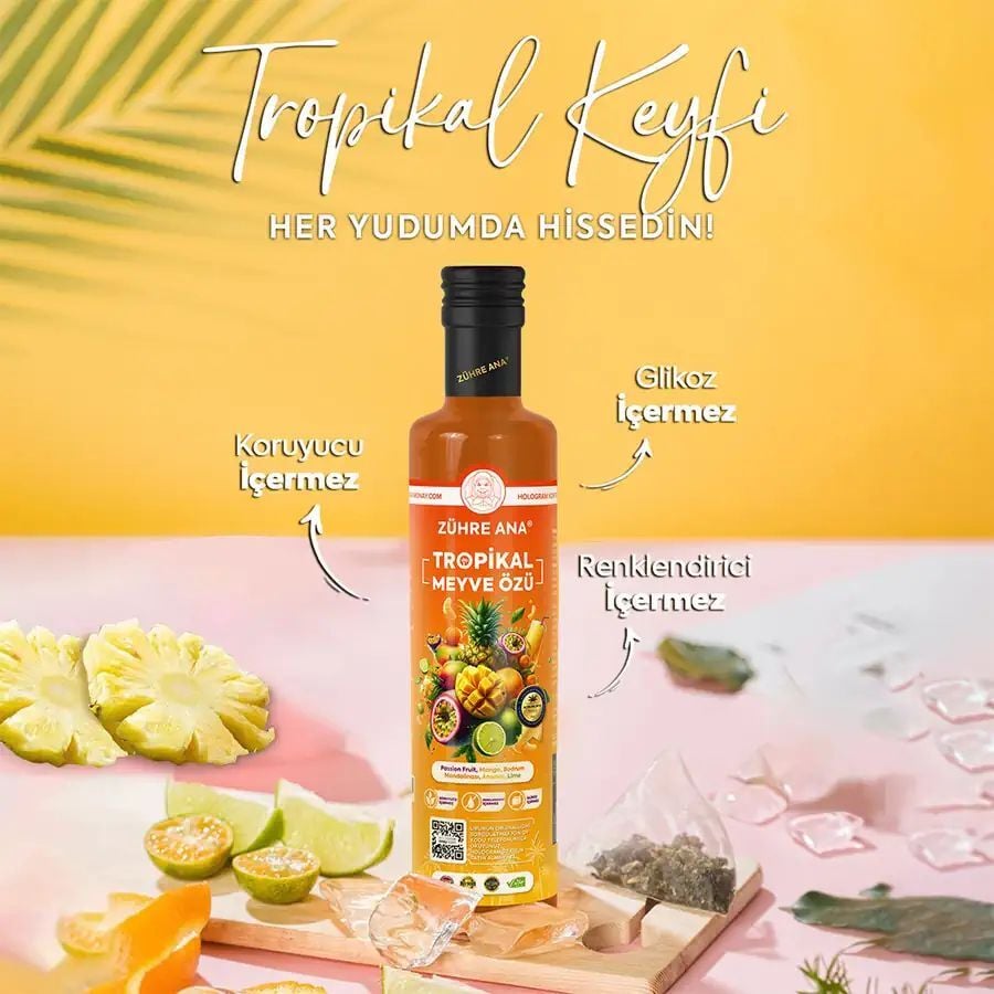 Toptan  Zühre Ana Tropikal Meyve Özü  Net Miktar: 640gr 12 Adet