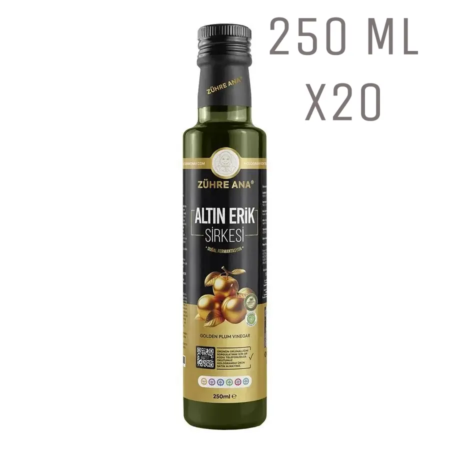 Toptan  Zühre Ana Altın Erik Sirkesi 250ml 20 Adet