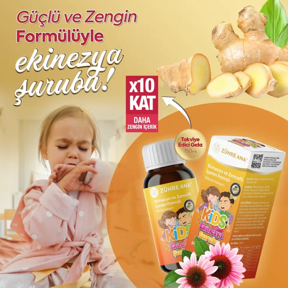 Toptan  Kids Ekinezya ve Zencefilli Şurup  150ml 1Adet