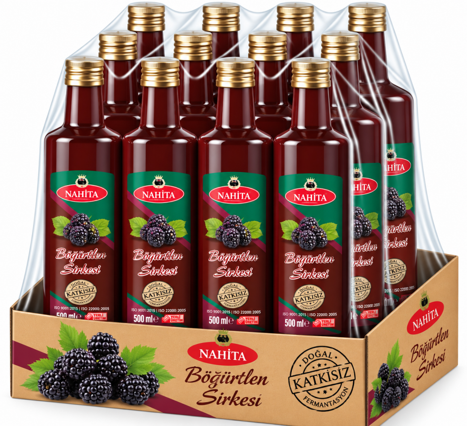 Doğal Katkısız  Böğürtlen 500 ML Sirkesi 12 Adet