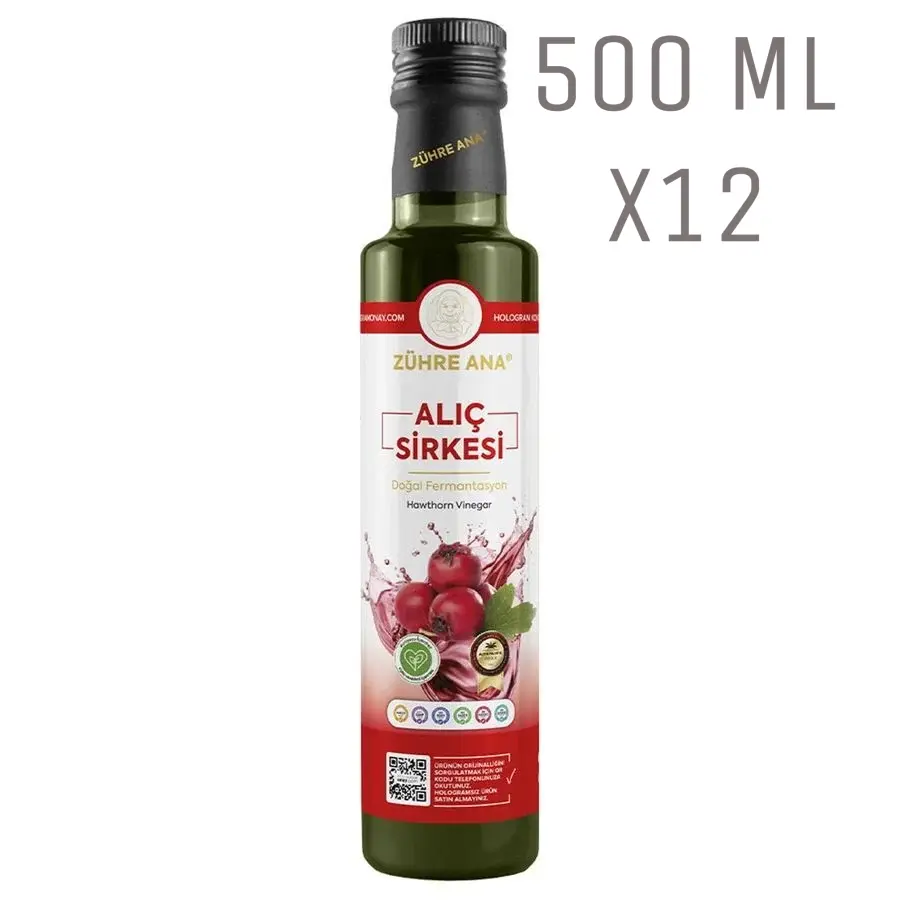 Toptan  Zühre Ana Doğal Fermentasyon Alıç Sirkesi 500ml 12 Adet
