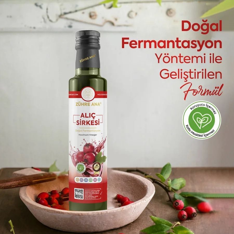 Toptan  Zühre Ana Doğal Fermentasyon Alıç Sirkesi 500ml 12 Adet