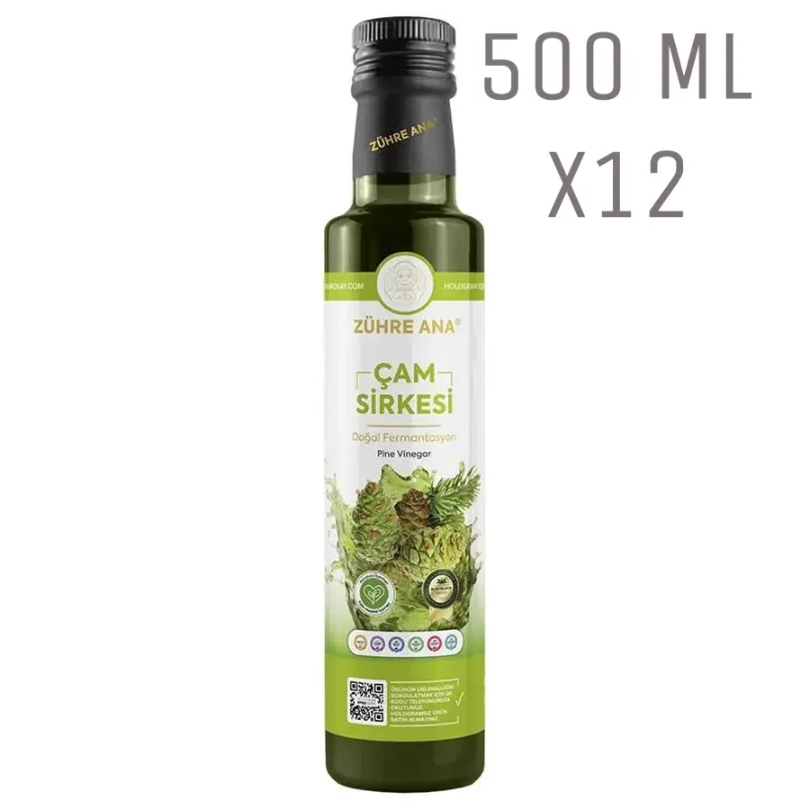 Toptan  Zühre Ana Doğal Fermentasyon Çam Sirkesi 500ml 12 Adet