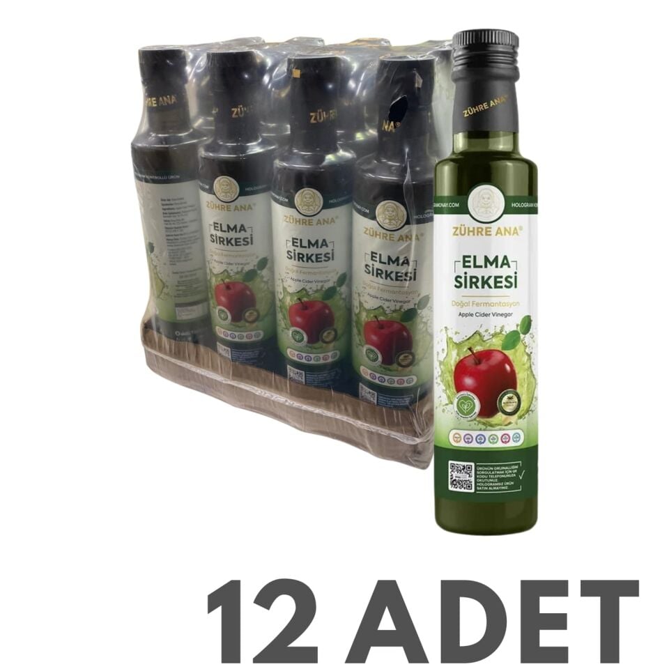 Toptan  Zühre Ana Doğal Fermentasyon Elma Sirkesi 500ml 12Adet