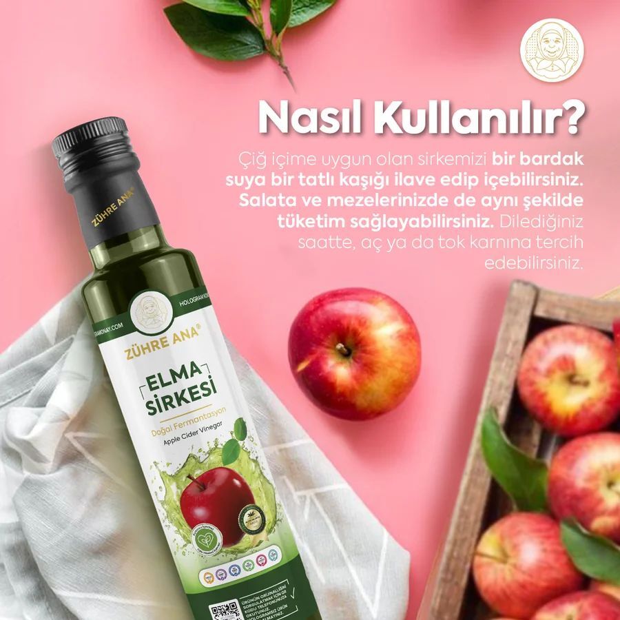 Toptan  Zühre Ana Doğal Fermentasyon Elma Sirkesi 500ml 1Adet