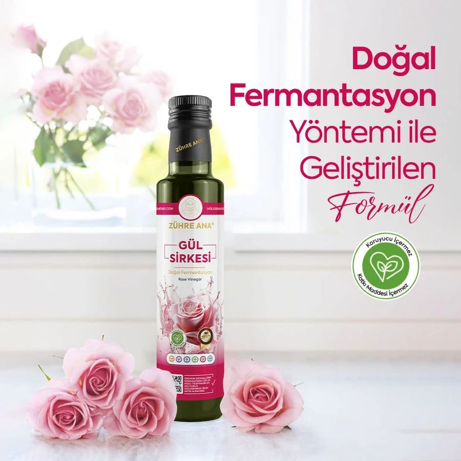 Toptan  Zühre Ana Doğal Fermentasyon Gül Sirkesi 500ml 12 Adet