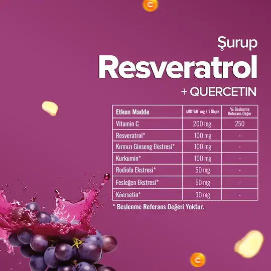 Toptan  Resveratrol Şurup  Net Miktar: 150ml 1 Adet