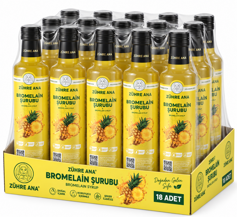Zühre Ana Bromelain Şurubu  Net Miktar: 250 ml X18 Adet