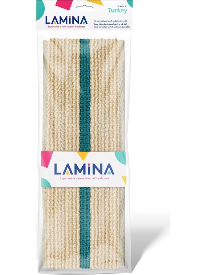 Lamina Banyo Sırt Kesesi - Rovin Pamuk Dokulu, Çift Taraflı Derin Temizlik ve Peeling Özelliği, 70x12 cm