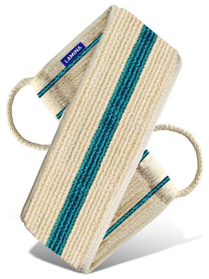 Lamina Banyo Sırt Kesesi - Rovin Pamuk Dokulu, Çift Taraflı Derin Temizlik ve Peeling Özelliği, 70x12 cm