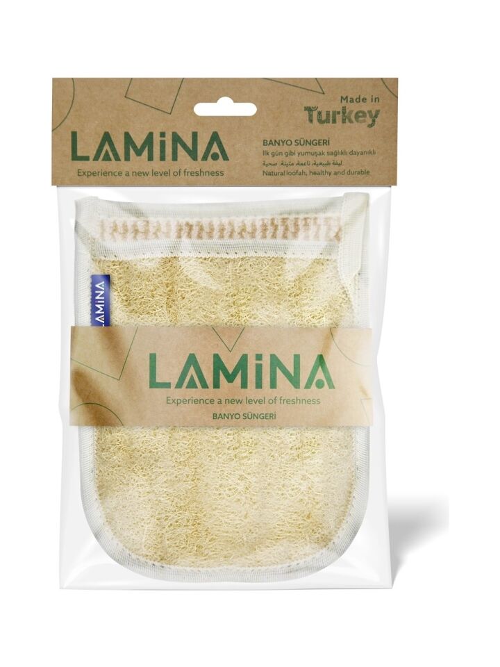 Lamina Tarafli Doğal Kabak Loofah Eldiveni 12 Adet