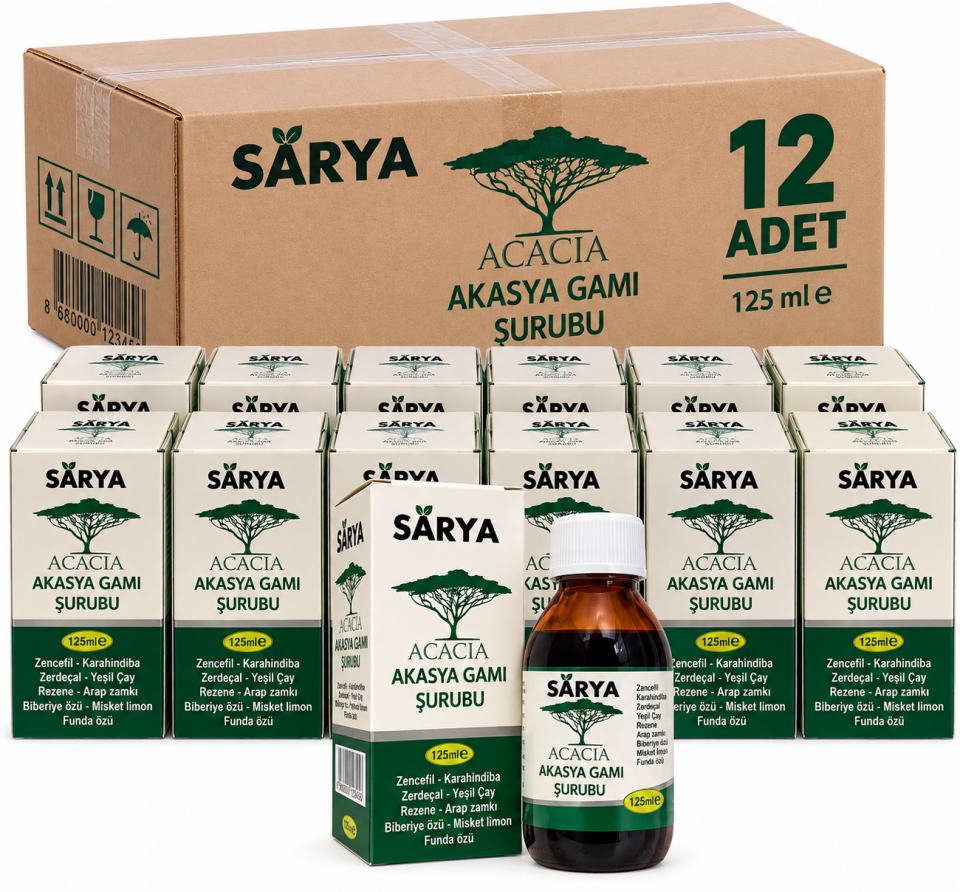 SARYA Acacıa Akasya Gamı Şurubu Akasya Şurubu 125 ML 12Adet