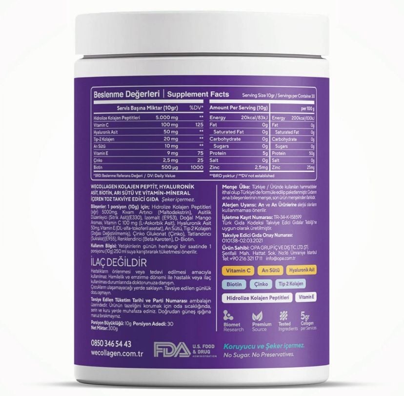 We Collagan Tip 1-2-3 Toz Collagan  300Gr