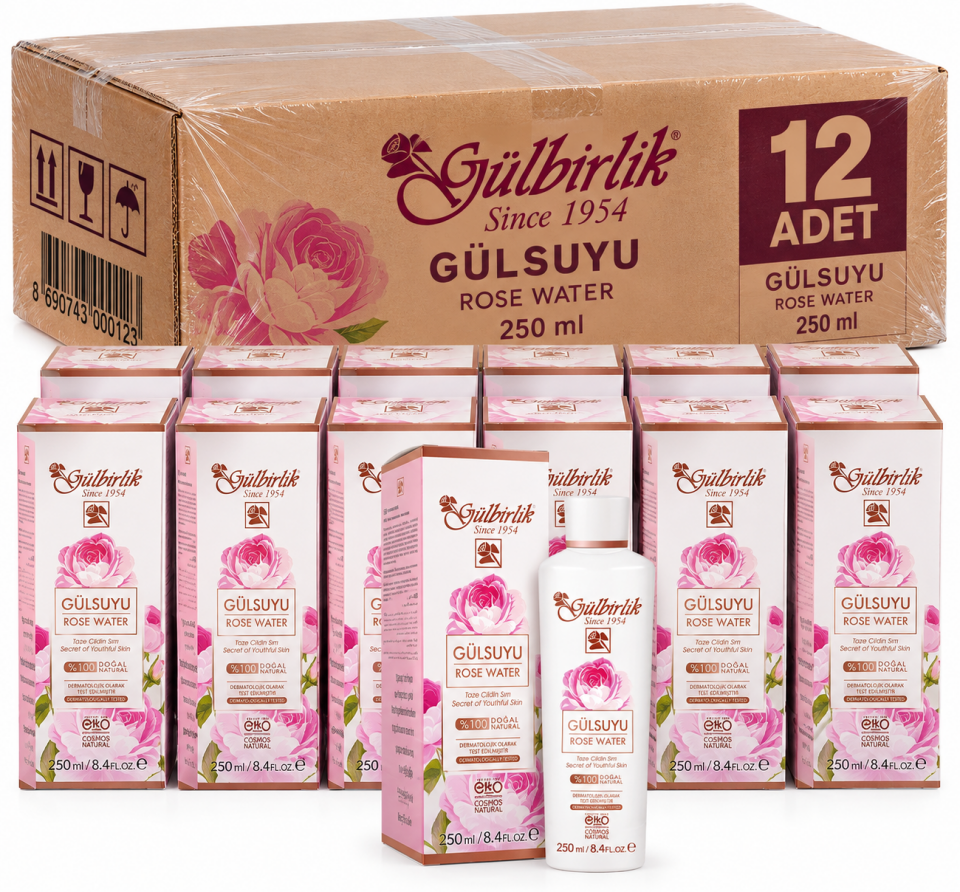 Gülbirlik(Rosense) % 100 Doğal Gül Suyu 250ml 12Adet