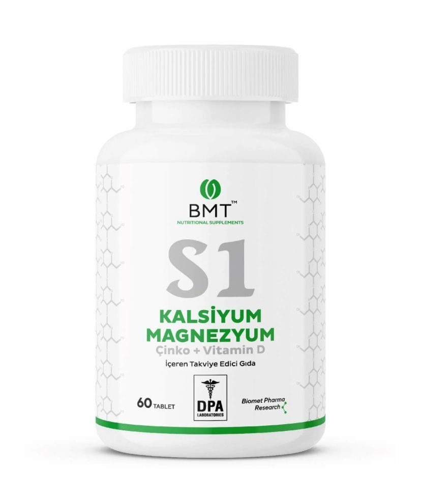 Kalsiyum-Magnezyum-Çinko Vitamin D Takviye Edici gıda  60 Tablet