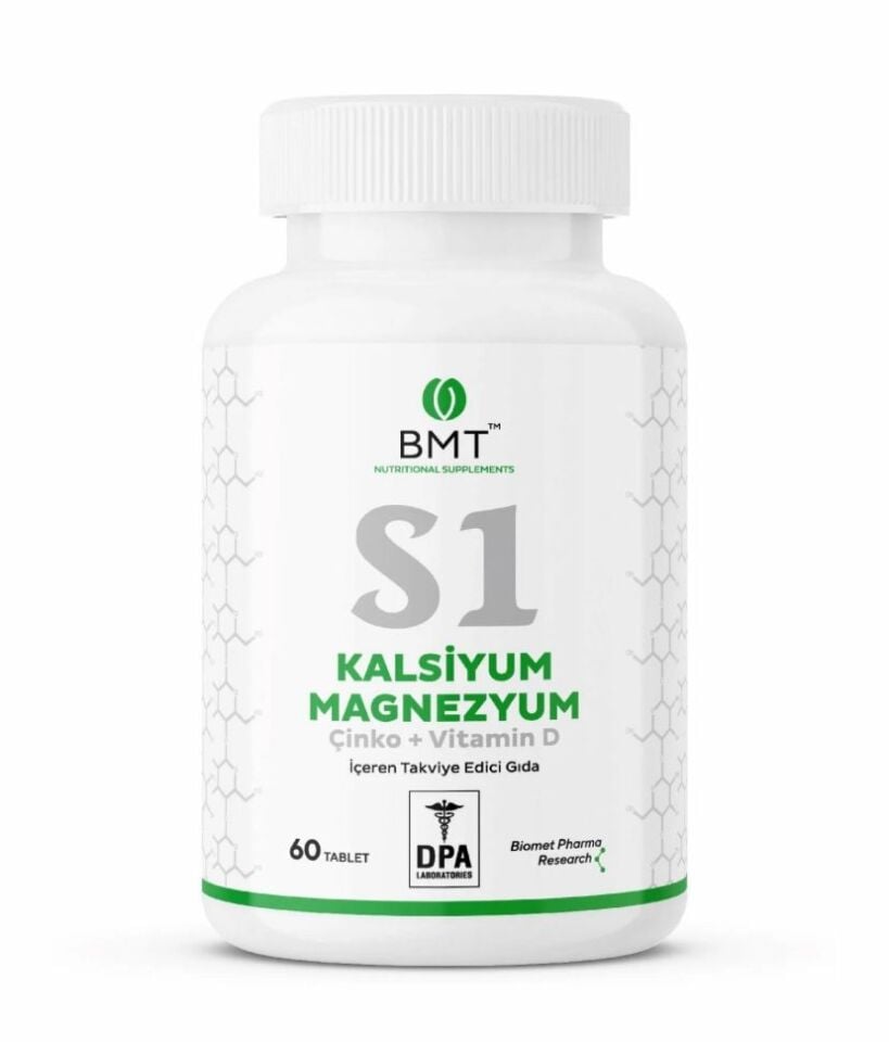 Kalsiyum-Magnezyum-Çinko Vitamin D Takviye Edici gıda  60 Tablet