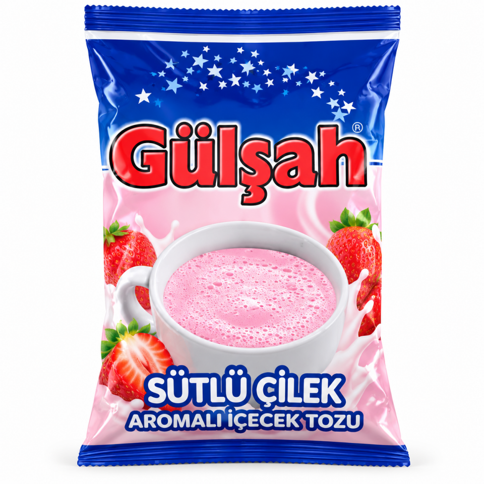 GÜLŞAH SÜTLÜ ÇİLEK AROMALI TOZ İÇECEK 250 GR