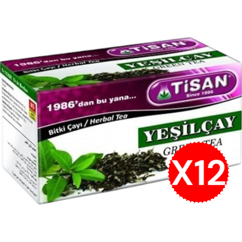 Tisan Yeşilçay (Yeşil Çay) Bitki Çayı 20 Sallama Poşet X12