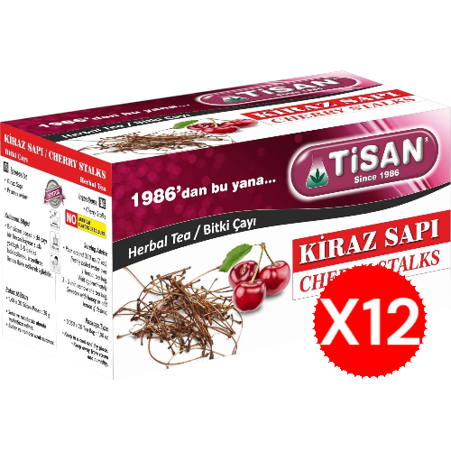 Tisan Kiraz Sapı Bitki Çayı 20 Sallama Poşet X12