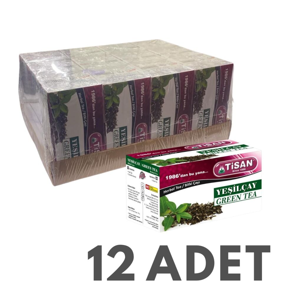 Tisan Yeşilçay (Yeşil Çay) Bitki Çayı 20 Sallama Poşet 12 Adet