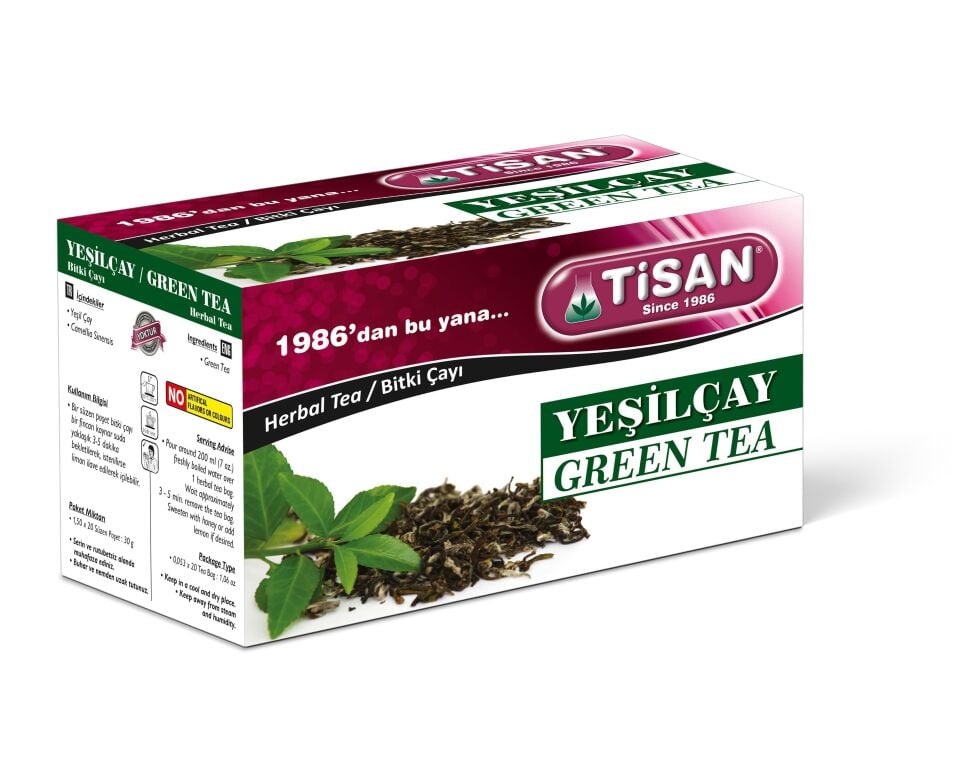 Tisan Yeşilçay (Yeşil Çay) Bitki Çayı 20 Sallama Poşet 12Adet