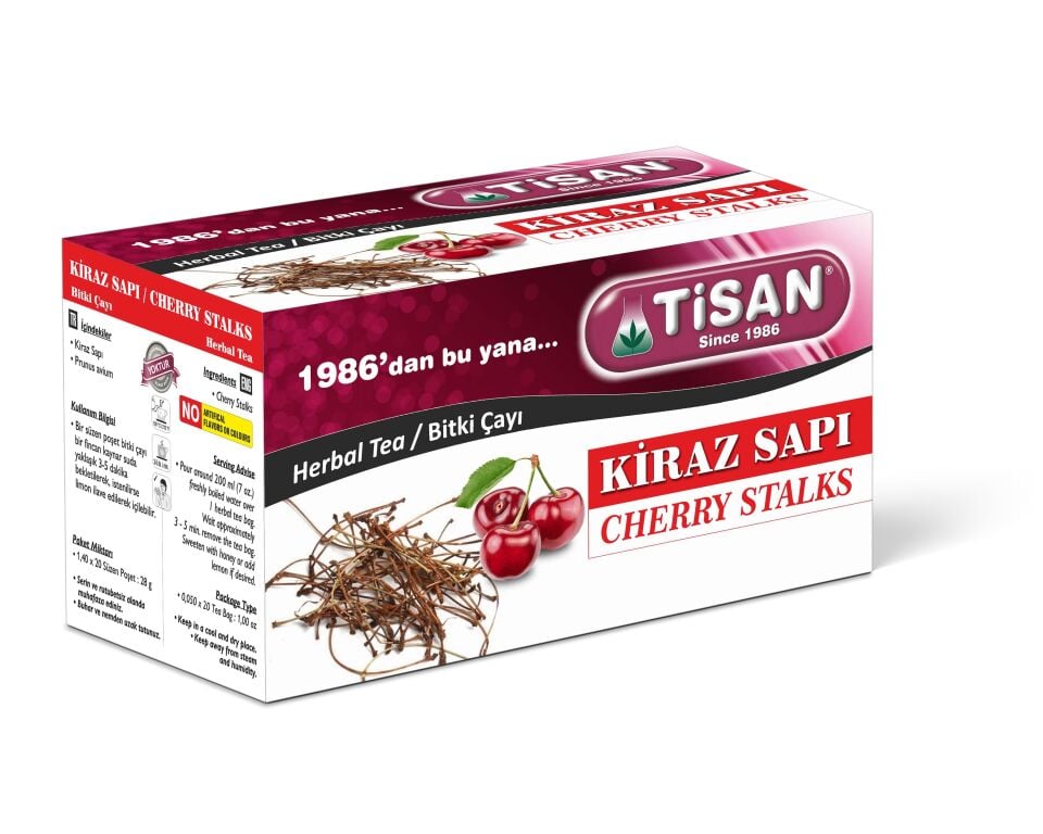 Tisan Kiraz Sapı Bitki Çayı 20 Sallama Poşet 12Adet