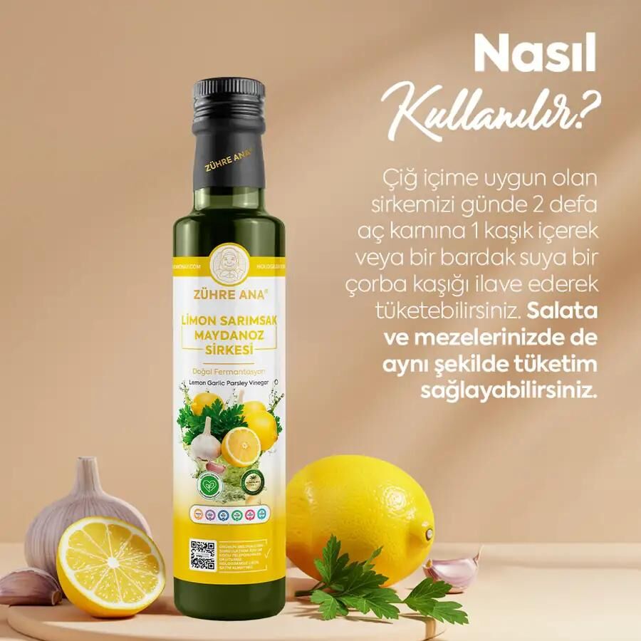 Toptan Zühre Ana Limon Sarımsak Maydanoz Sirkesi Doğal Fermantasyon 1Adet