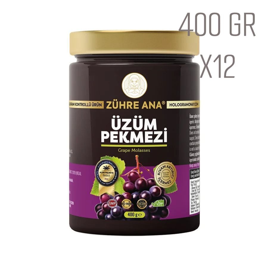 Toptan Zühre Ana Üzüm Pekmezi  Net Miktar: 400gr 12 Adet