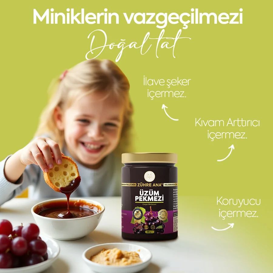Toptan Zühre Ana Üzüm Pekmezi  Net Miktar: 400gr 1 Adet