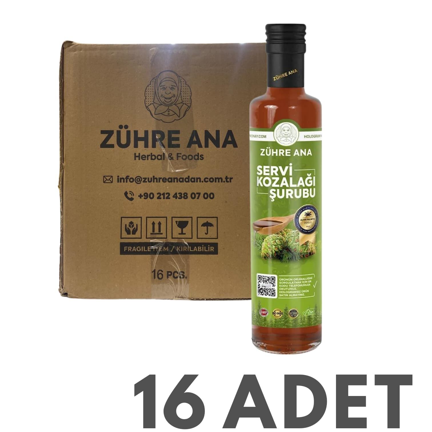 Zühre Ana Servi Kozalağı Şurubu  Net Miktar: 500ml 16Adet