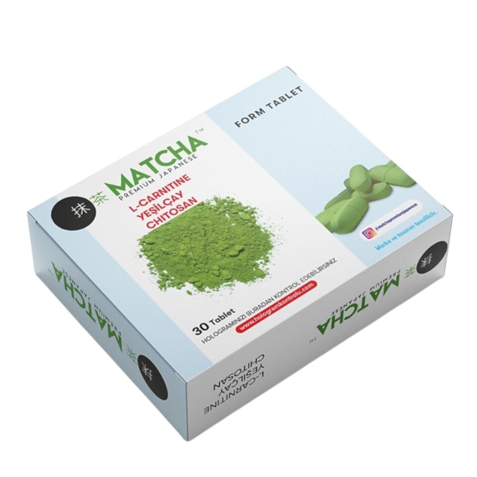 Matcha Premium Japanese L- Carnitine Yeşilçay Chitosan, Matcha Form L-Carnitine Tablet, 1350 MG X 30 TABLET