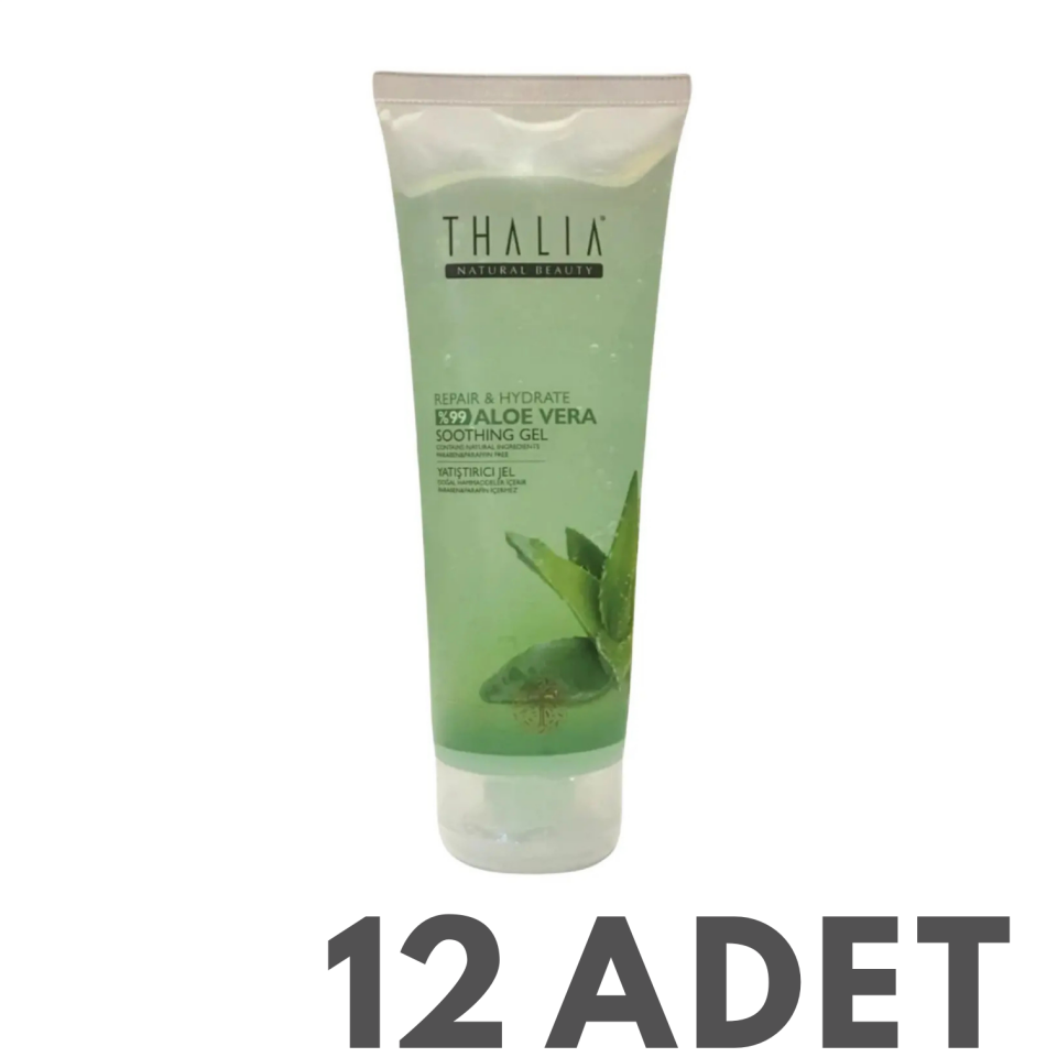 THALIA %99 Aloe Vera Özlü Nemlendirici Ve Yatıştırmaya Yardımcı Vücut Bakım Jeli - 250 ml 12 Adet