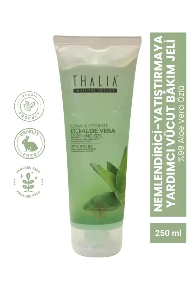 THALIA %99 Aloe Vera Özlü Nemlendirici Ve Yatıştırmaya Yardımcı Vücut Bakım Jeli - 250 ml 12 Adet