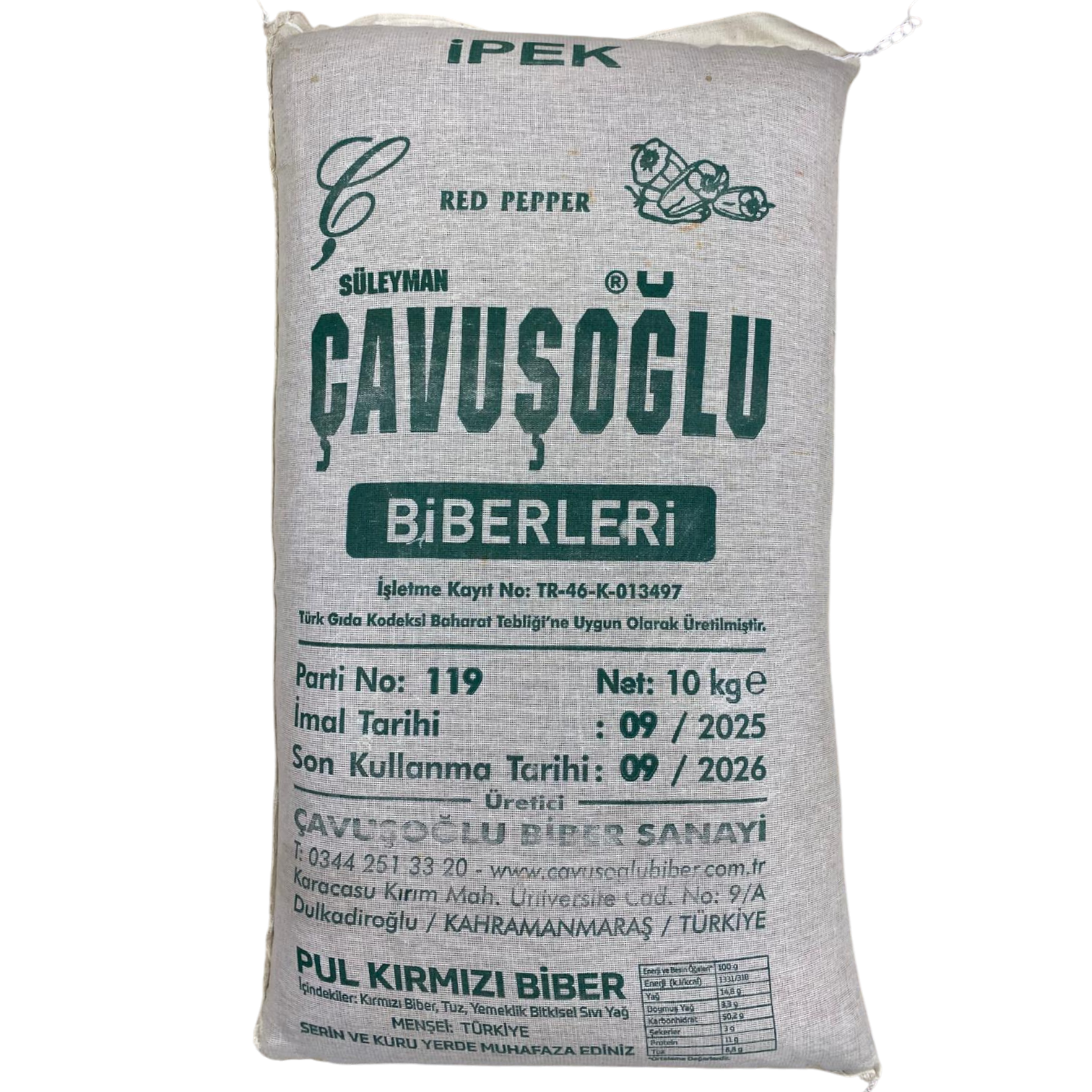 Çavuşoğlu Toptan İpek Biber 10 KG
