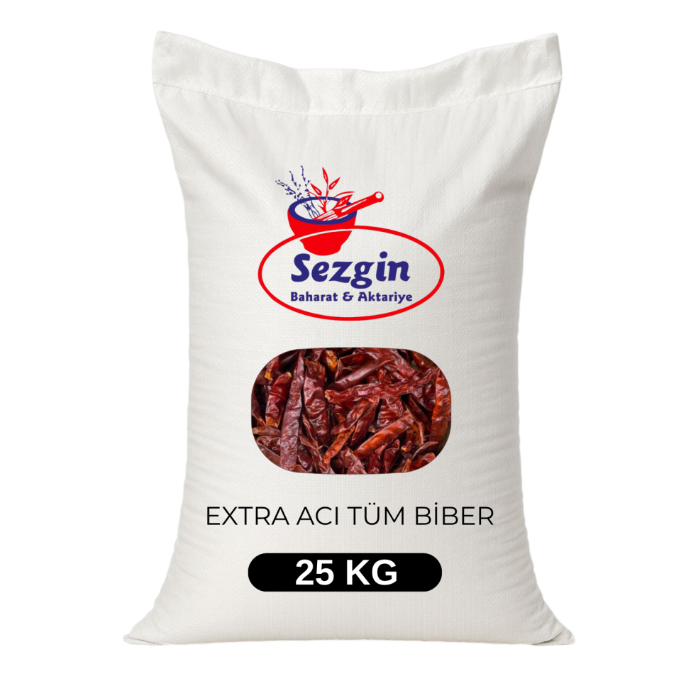 Sezgin Baharat Toptan Acı Kuru Biber - Tüm Biber 25 KG