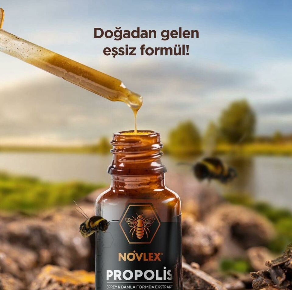 Novlex® Propolis Ekstrakt (Su Bazlı-Alkolsüz) Nane Aromalı Sprey & Damla (540 damla) Takviye Edici Gıda 20ml