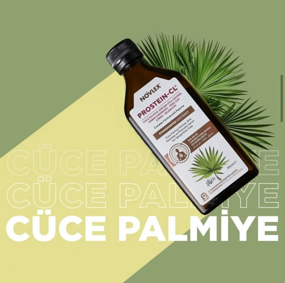 Novlex® Prostein-CL Cüce Palmiye (Saw Palmetto), Yeşil Çay (Green Tea), Isırgan, Bal Kabağı, Çinko, Likopen, Piperin ve Selenyum Ekstraktı (Ekstresi) İçeren Sıvı Takviye Edici Gıda 250 ml