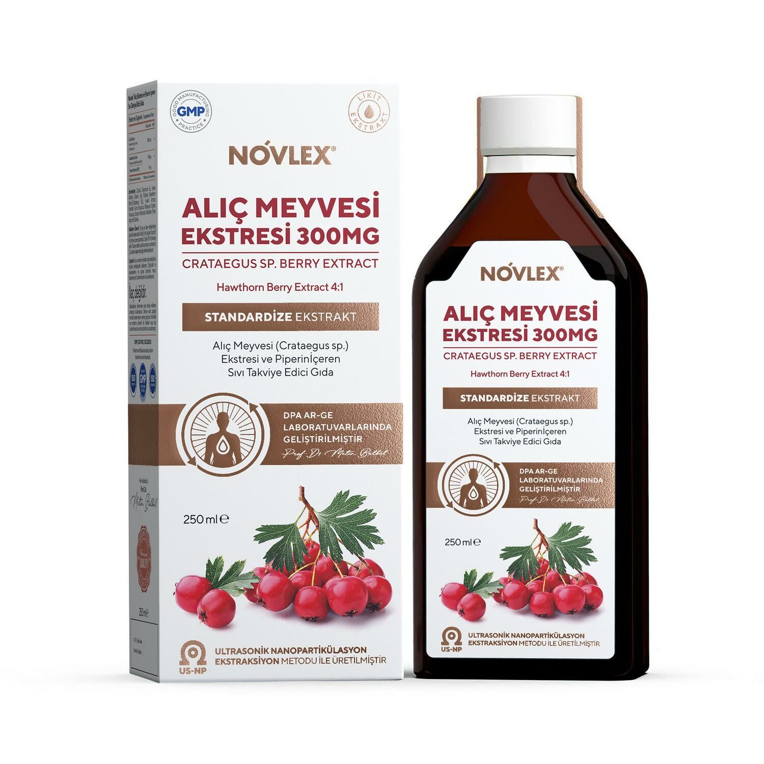 Novlex® Alıç Meyve (Hawthorn Berry) ve Piperin Ekstraktı (Ekstresi) İçeren Sıvı Takviye Edici Gıda 250ml