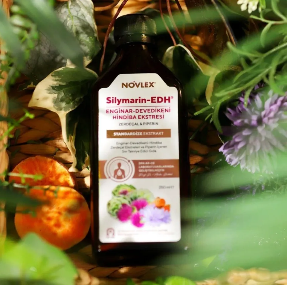 Novlex® Silymarin-EDH Enginar (Artichoke), Devedikeni (Milk Thistle), Hindiba, Zerdeçal ve Piperin Ekstraktı (Ekstresi) İçeren Sıvı Takviye Edici Gıda 250ml