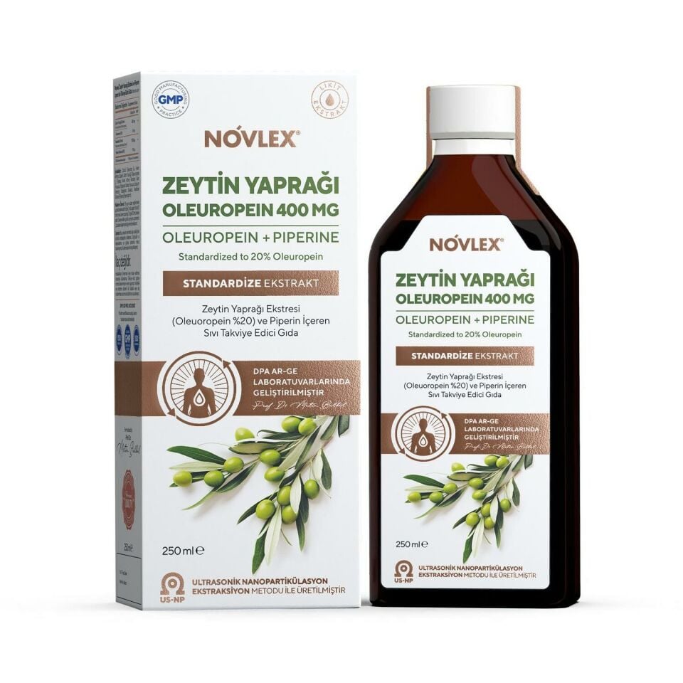 Novlex® Zeytin Yaprağı - Oleuropein (Olive Leaf) ve Piperin Ekstraktı (Ekstresi) İçeren Takviye Edici Gıda 250 ml