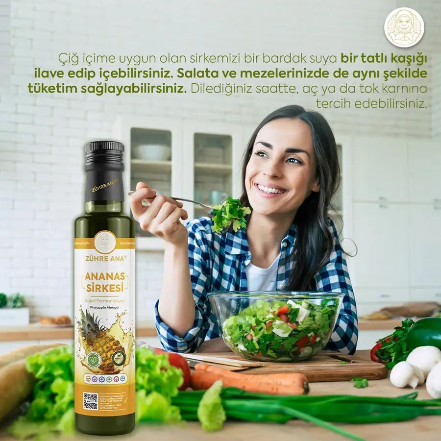 Toptan  Zühre Ana Ananas Sirkesi Doğal Fermantasyon 500ml 1Adet