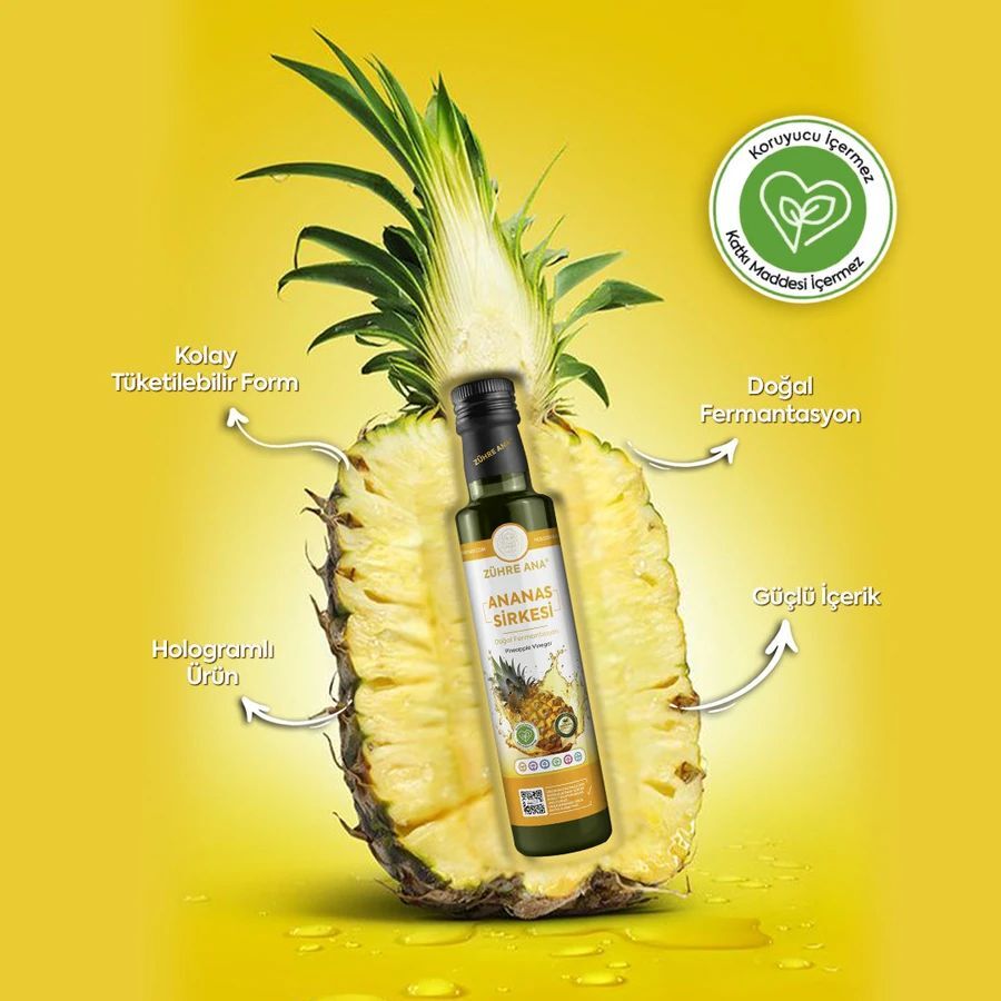 Toptan  Zühre Ana Ananas Sirkesi Doğal Fermantasyon 500ml 1Adet
