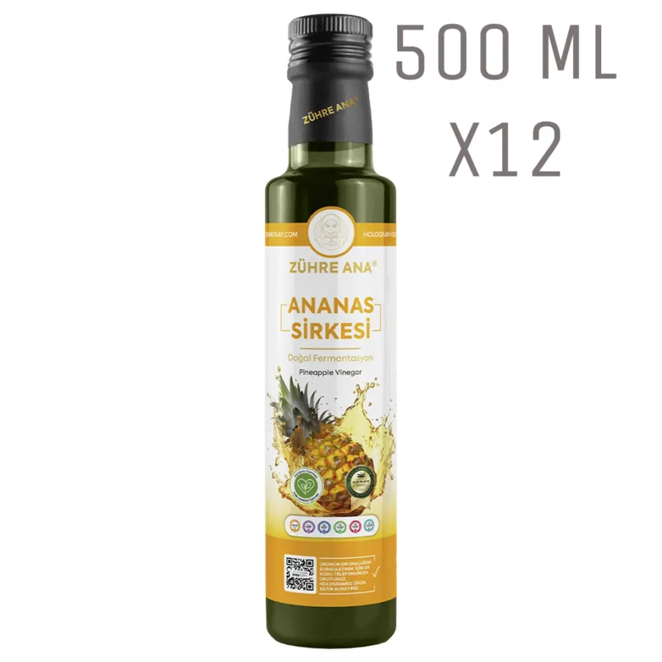 Toptan Zühre Ana Ananas Sirkesi Doğal Fermantasyon 500ml 12ADET