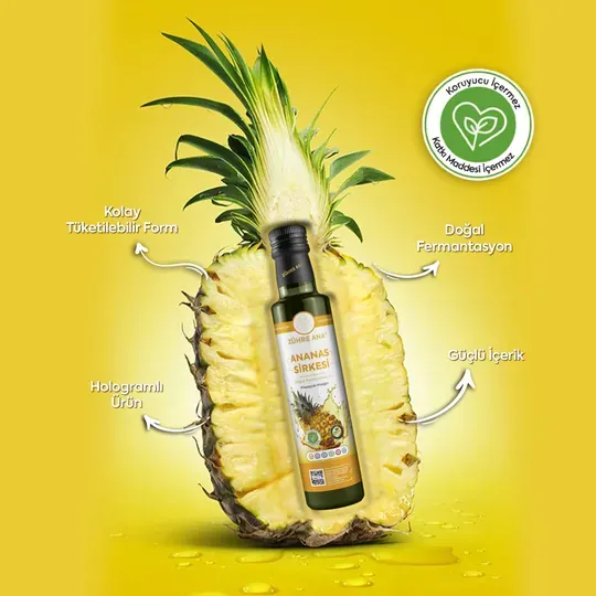 Toptan Zühre Ana Ananas Sirkesi Doğal Fermantasyon 500ml 12ADET