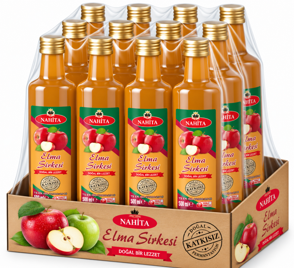 Toptan Doğal Katkısız Elma Sirkesi  500ML  X12 Adet