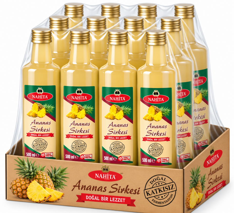 Toptan Doğal Katkısız Ananas Sirkesi 500ML X12 Adet