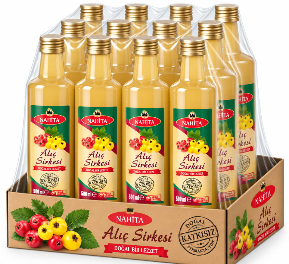 Toptan Doğal Katkısız Alıç Sirkesi 500 ML X12 Adet